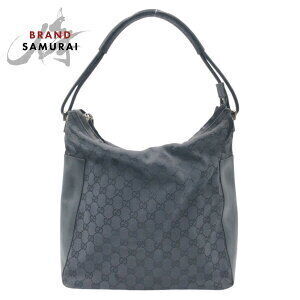 GUCCI GG black canvas hobo shoulder bag